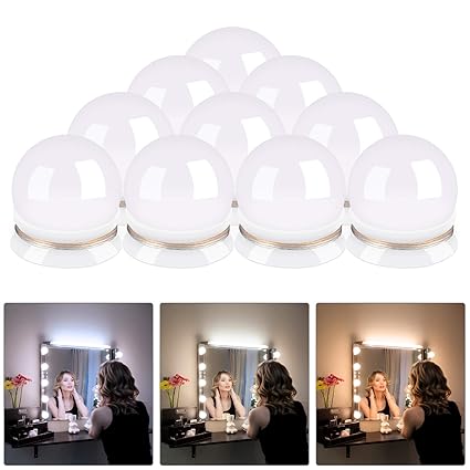 Spiegel Beleuchtung Dimmbar - LED Spiegelleuchte Hollywood-Stil Schminkslicht LED Kit DIY Make-up Licht mit 3 Farbmodus Spieg