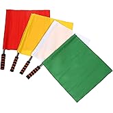 COOLHIYA Referee Soccer Flags 4-Pack Lightweight Handheld Colored Signal Flags for Soccer Rugby Field Hockey