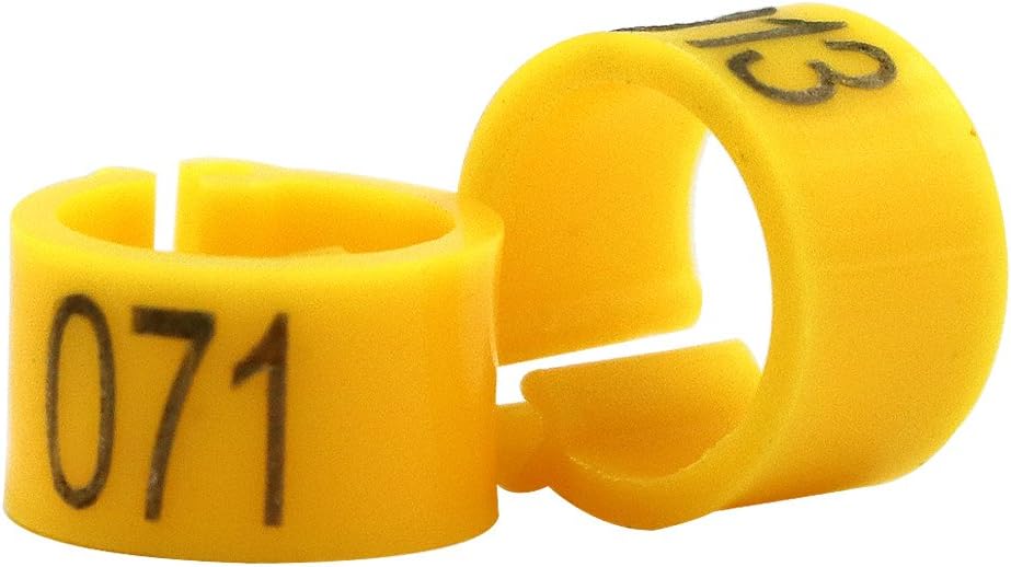 Farm & Ranch Pigeon feet rings with number 001-100 diameter 8mm poultry feet rings for chicks Parrot Chicks Leg Band Duck Clip Rings Bands (Yellow) - Image 3