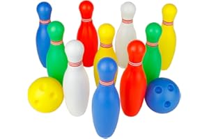 FAJIABAO Bowling Set for Kids Toddlers Mini Plastic Party Favor Toys Pins Ball Games Indoor Birthday Easter Birthday Gift for Boys Girls 2 3 4 5 Years with 10 Pins and 2 Balls
