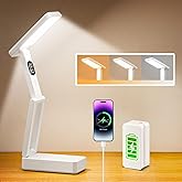 Small Desk Lamp,10000mAh Battery Operated Lamp,3 Colors+Dimmable Desk Light,LED Desk Lamp with USB Charging Port+Digital Clock+45min-Timer,Wireless & Portable Light,Desk Lamps for Home Office,Craft