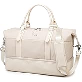 Kinmac Travel Duffel Bag, Overnight Weekender Sports Gym Carry-on Tote (Beige)