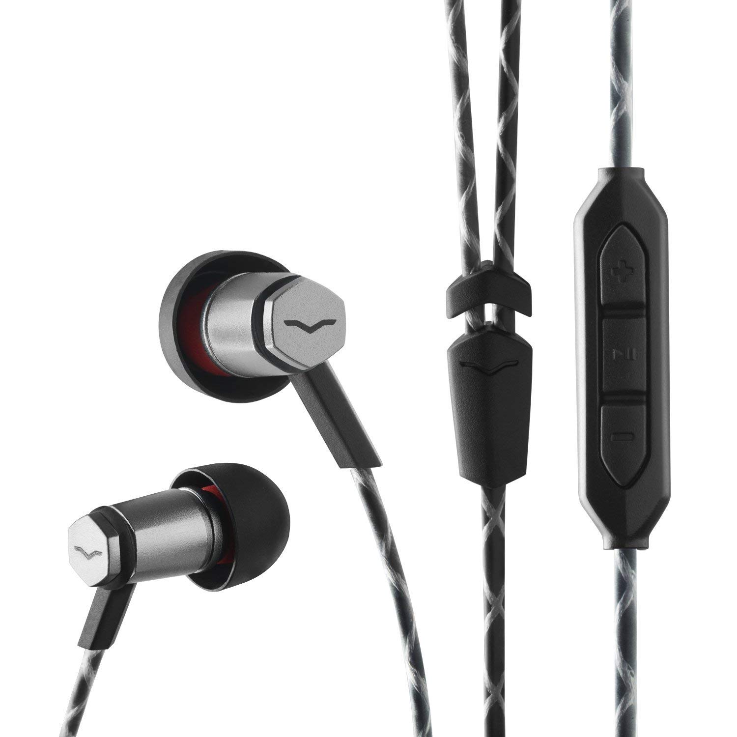 V-Moda Forza Metallo in-Ear Headphones with 3-Button Remote & Microphone – Apple Devices, Gunmetal Black