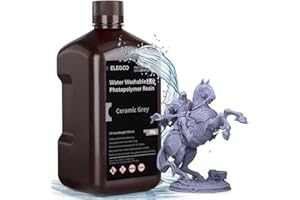ELEGOO Water Washable 3D Printer Resin 2.0, Fast Curing Photopolymer Resin for Mars Saturn Jupiter MSLA DLP LCD 3D Printing, 385-405nm UV Curing 3D Printing Liquid, Ceramic Grey 2000g