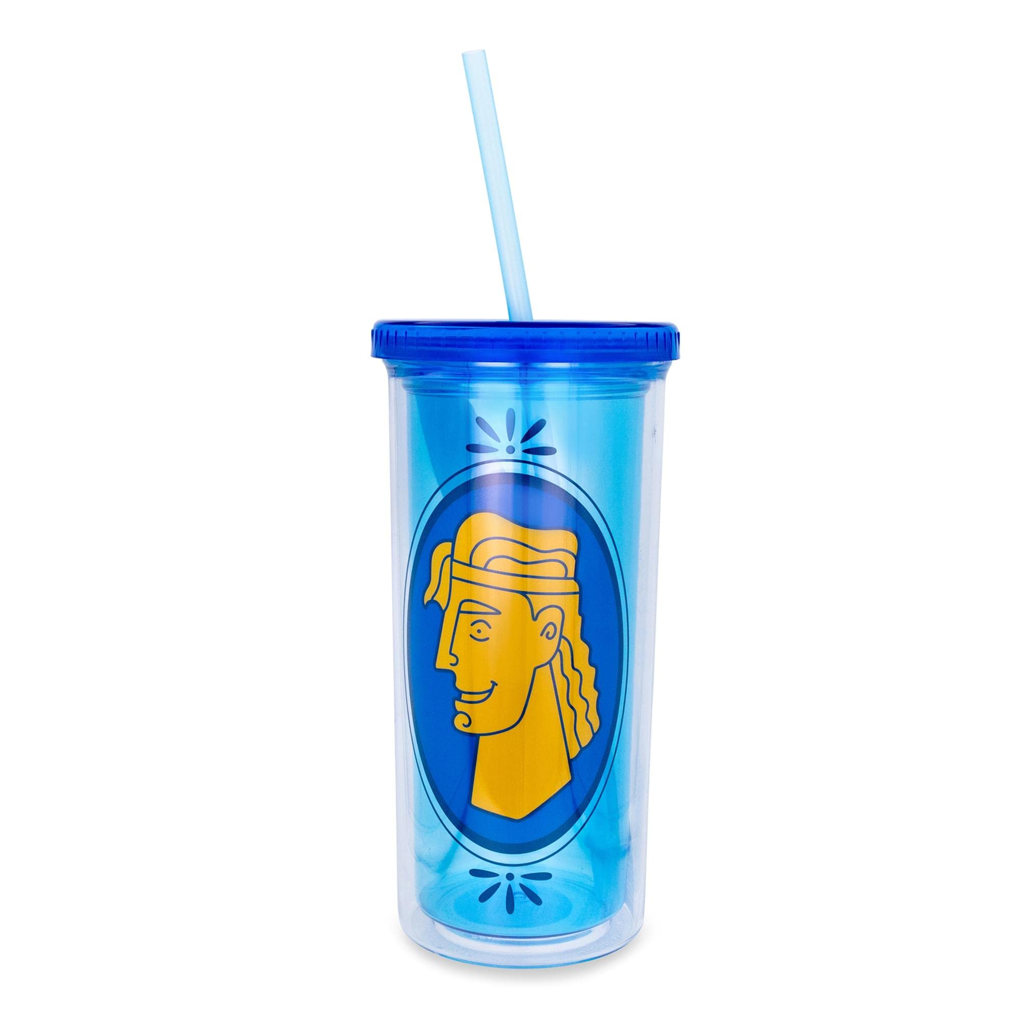 Disney Hercules Double-Walled Plastic Travel Tumbler with Lid and Straw | 20-Ounce Tall Carnival Cold Cup For Drinks