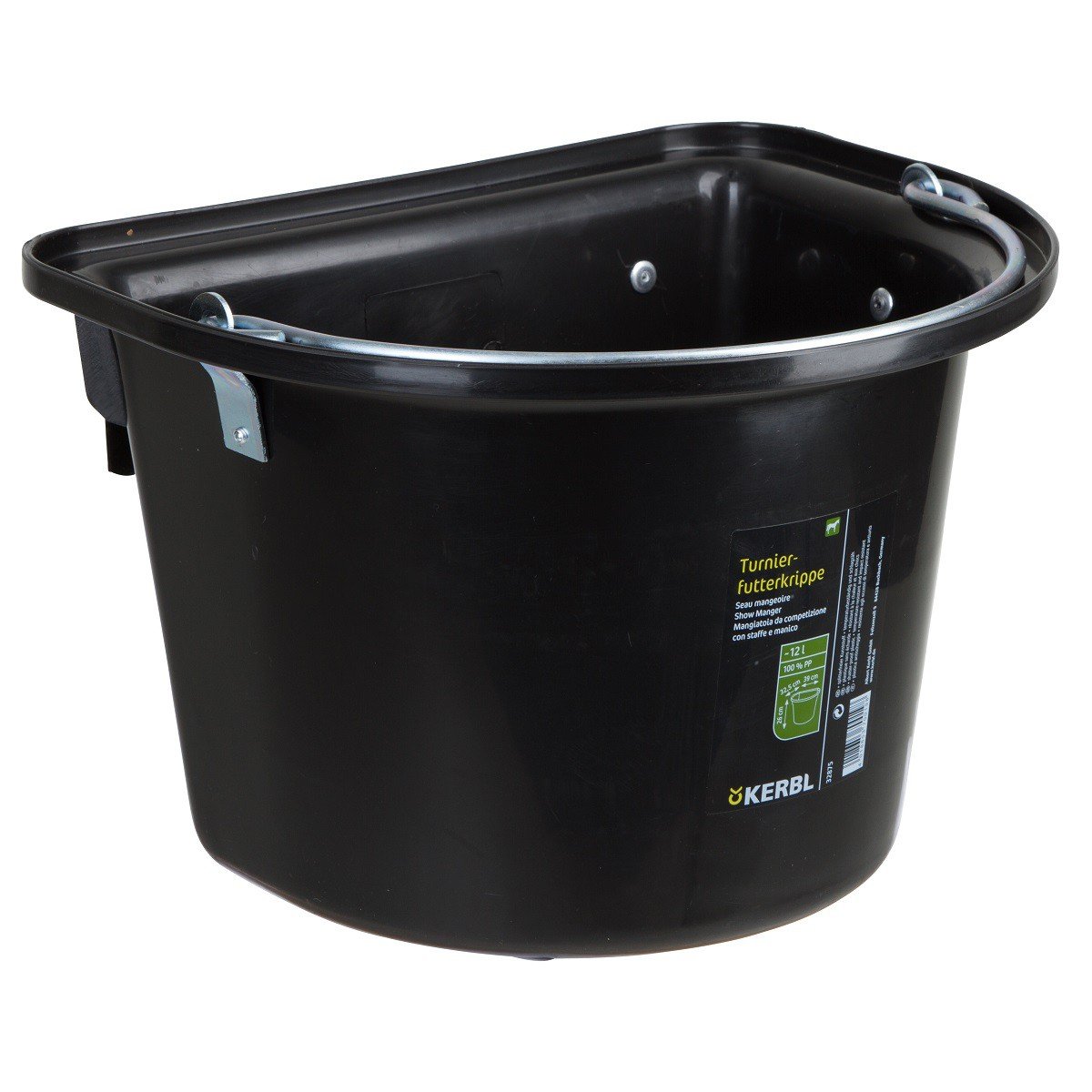 Kerbl 32875 Tournament Feeding Trough Black with Hanging Brackets and Handle