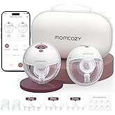 Momcozy M5 Smart App Control Hands Free Breast Pump, Double Wearable Breast Pump of Baby Mouth Double-Sealed Flange with 3 Mo