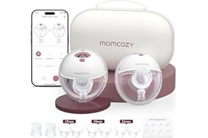Momcozy M5 Smart App Control Hands Free Breast Pump, Double Wearable Breast Pump of Baby Mouth Double-Sealed Flange with 3 Mo