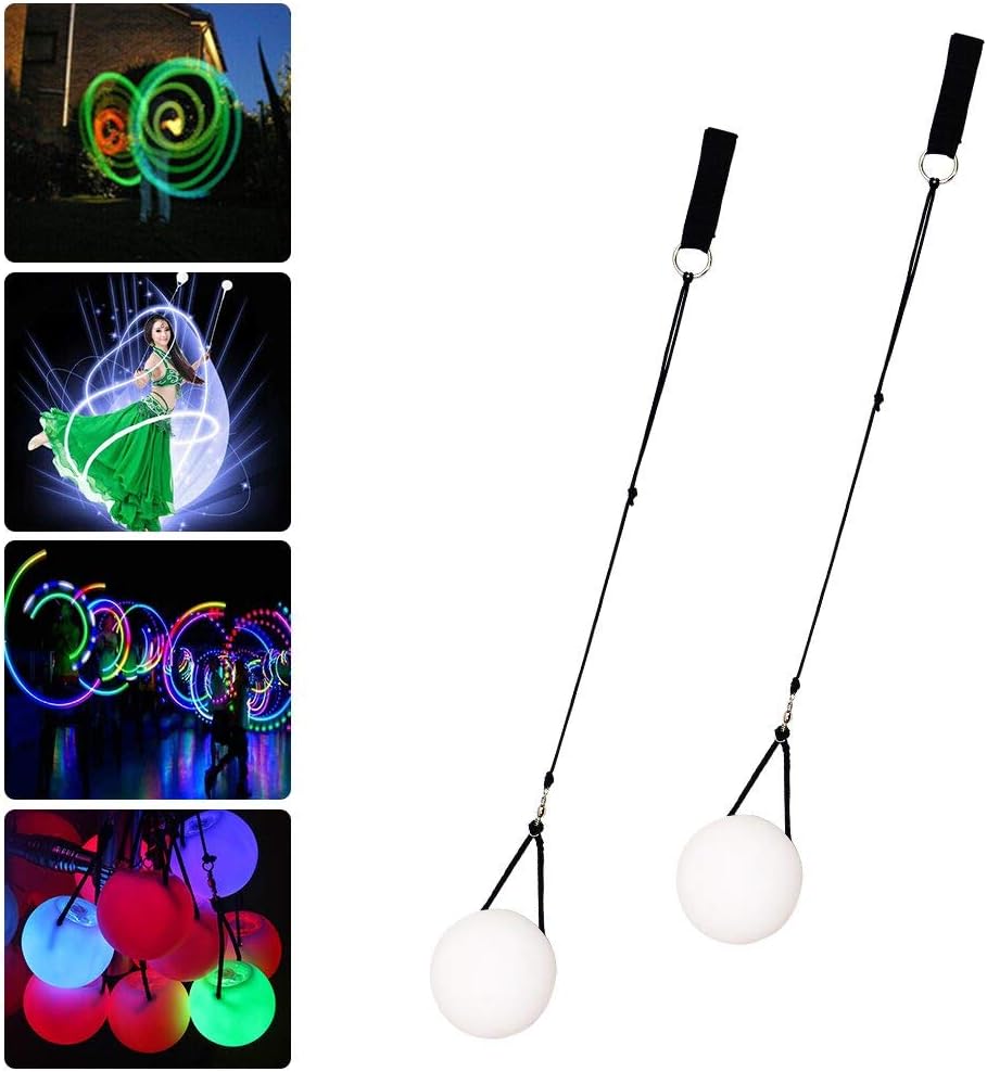 DASKING LED Poi Balls Flow Poi Balls Light UP 9Mode Poi