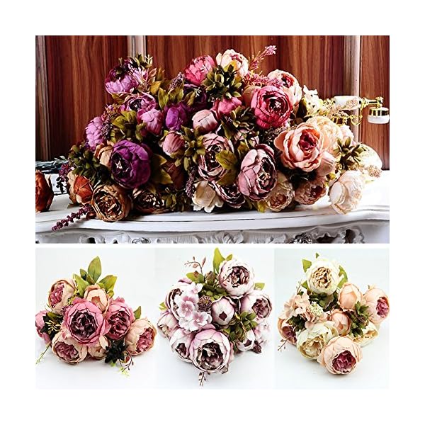 HeroNeo® 10 Head Bouquet Vintage Artificial Peony Silk Flower Room