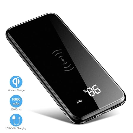 Wireless Power Bank,2 in 1 Kabellos Qi-Ladegerät und 10000mAh Powerbank für Samsung Galaxy Note 8/S8/S8 Plus/iPhone 8/8 Plus/