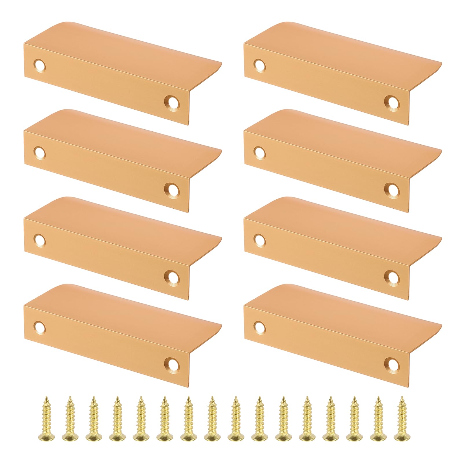 PATIKIL Mount Finger Edge Pull, 8 Pack 80mm/3.15" Aluminum Alloy Concealed Handle Cabinet Edge Pulls with Screws for Home Kitchen Furniture Door Drawer, Gold