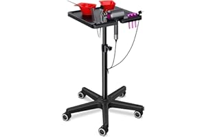 DEER BEAUTY Salon Tray - Metal Instrument Trolley for Hairdressers Stylists Tattoo Artists with 2 Magnetic Color Bowls Smooth Rolling Service Cart for Professional Salon Home Use