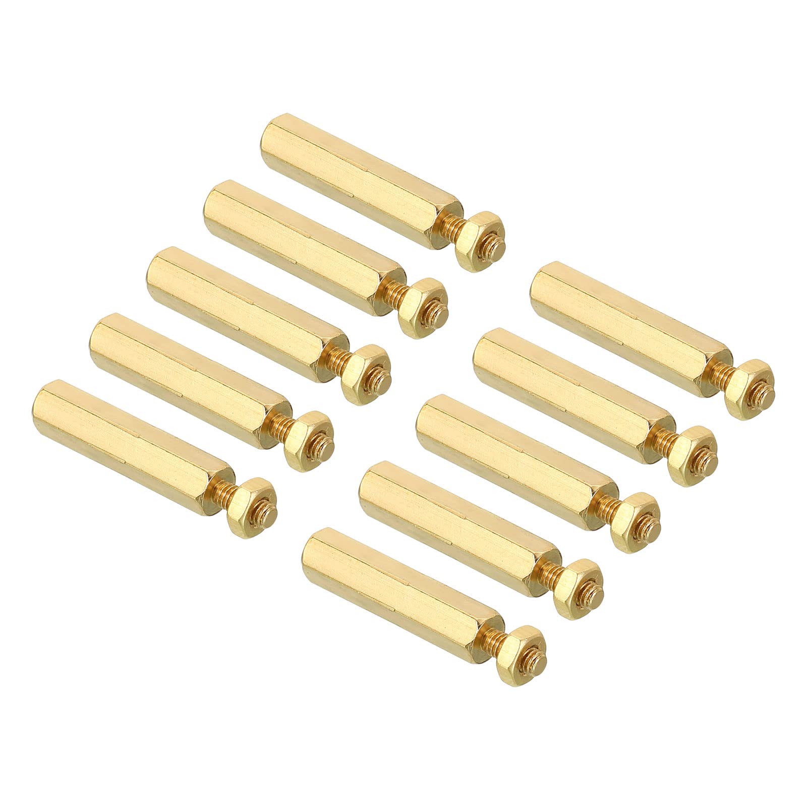 PATIKIL 20mm+6mm M2.5 Standoff Screws, 80 Pack Brass Hex PCB Standoffs Nuts for Motherboards, Computer Cases, Circuit Boards, Electronics, Gold Tone