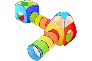 NUBUNI 4 in 1: Play Tent With Crawling Tunnel, Partial Ball Pit, and Playhouse - Children's Baby Tent With Bag, Multi-Coloured B