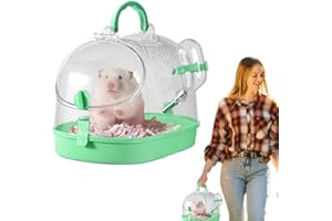 Portable Guinea Pig Carrier Travel Small Animal Carrier Breathable Travel Hamster Cage with Water Feeder