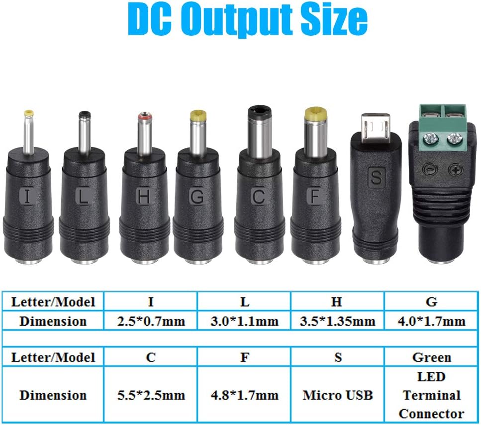 [Upgraded Version] SoulBay 30W Universal AC/DC Adapter Switching Power Supply with 8 Selectable Adapter Tips, Including Micro USB Plug, for 3V to 12V Household Electronics and LED Strip - 2000mA Max: Home Audio & Theater