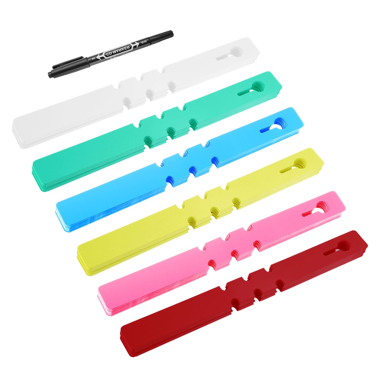 PATIKIL Plastic Plant Tags, 120 Pcs Wrap Around Plant Labels Adjustable Nursery Garden Tags Waterproof Hanging Tags Tree Tags with Pen for Plant Garden, Red White Yellow Blue Green Pink