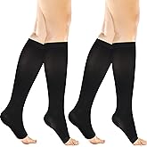 +MD 2 Pairs 20-30 mmHg Medical Compression Socks for Women & Men, Knee High Open Toe Stockings, Circulation Support