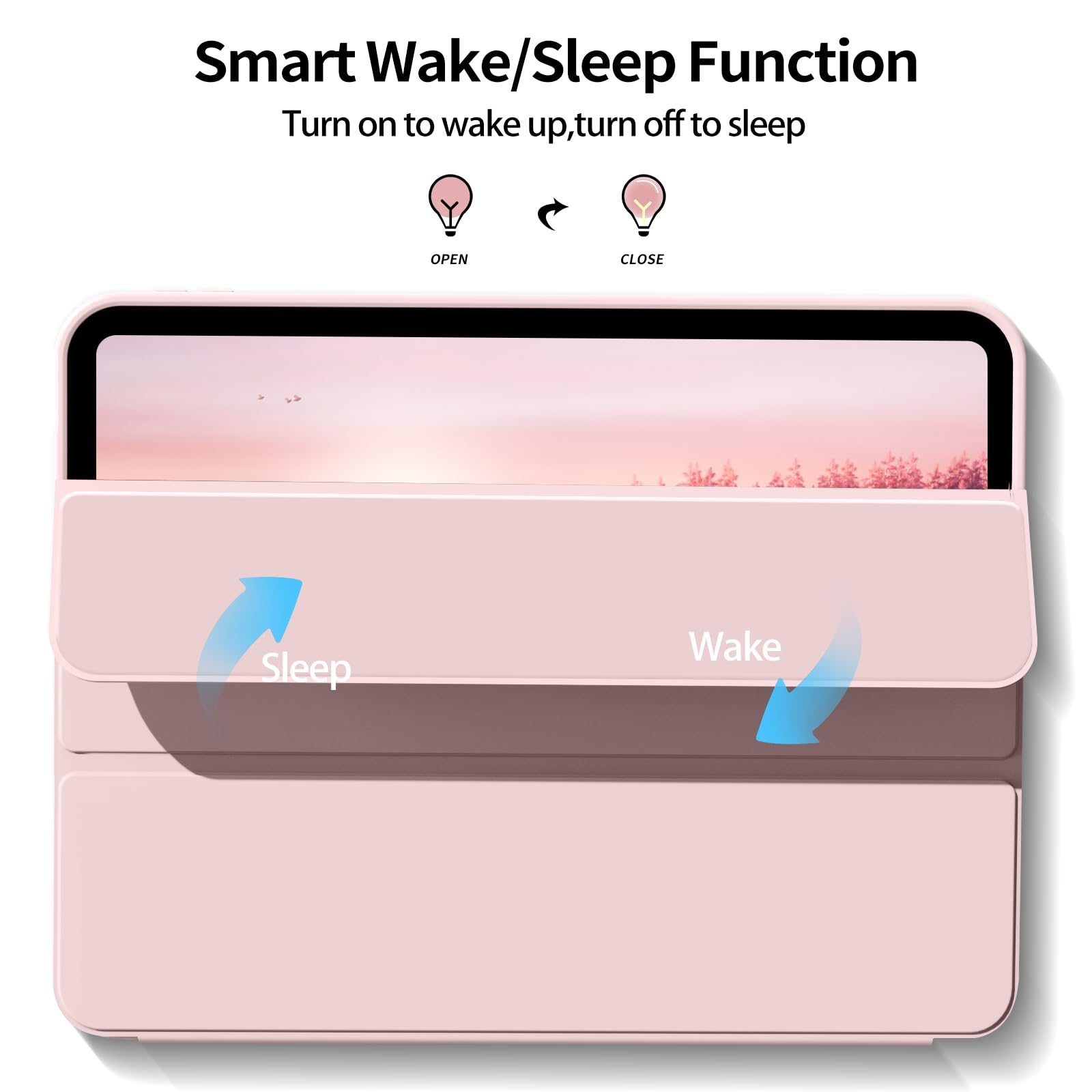 Kenke for iPad 11/10th Gen Case with Pencil Holder 11/10.9 inch 2025 A16/2022, Soft TPU Back Shell Hybrid Slim Trifold Stand Protective Cover Support Touch ID Auto Wake/Sleep (Pink)