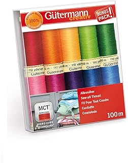 Gütermann 10 Rollen Allesnäher Nähgarn-Set Regenbogen Farben