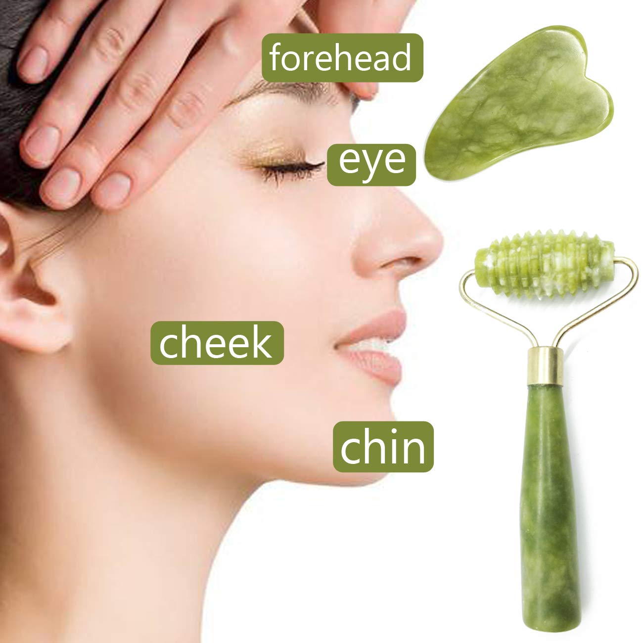 TIHOOD 6PCS Gua Sha sets, 4 Pack Jade Roller Facial Ridged Roller Kits Skin Roller with 2 Pieces Gua Sha Scraping Massage Tools Anti Aging and Wrinkles for Face, Eye, Neck, Body for Lymphatic Massage : Beauty
