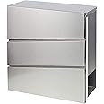 Stainless Steel Mailboxes with Key Lock, Wall Mounted Large Capacity Mailbox, Silver, 14 1/5" x 14 1/5" x 3 1/2"
