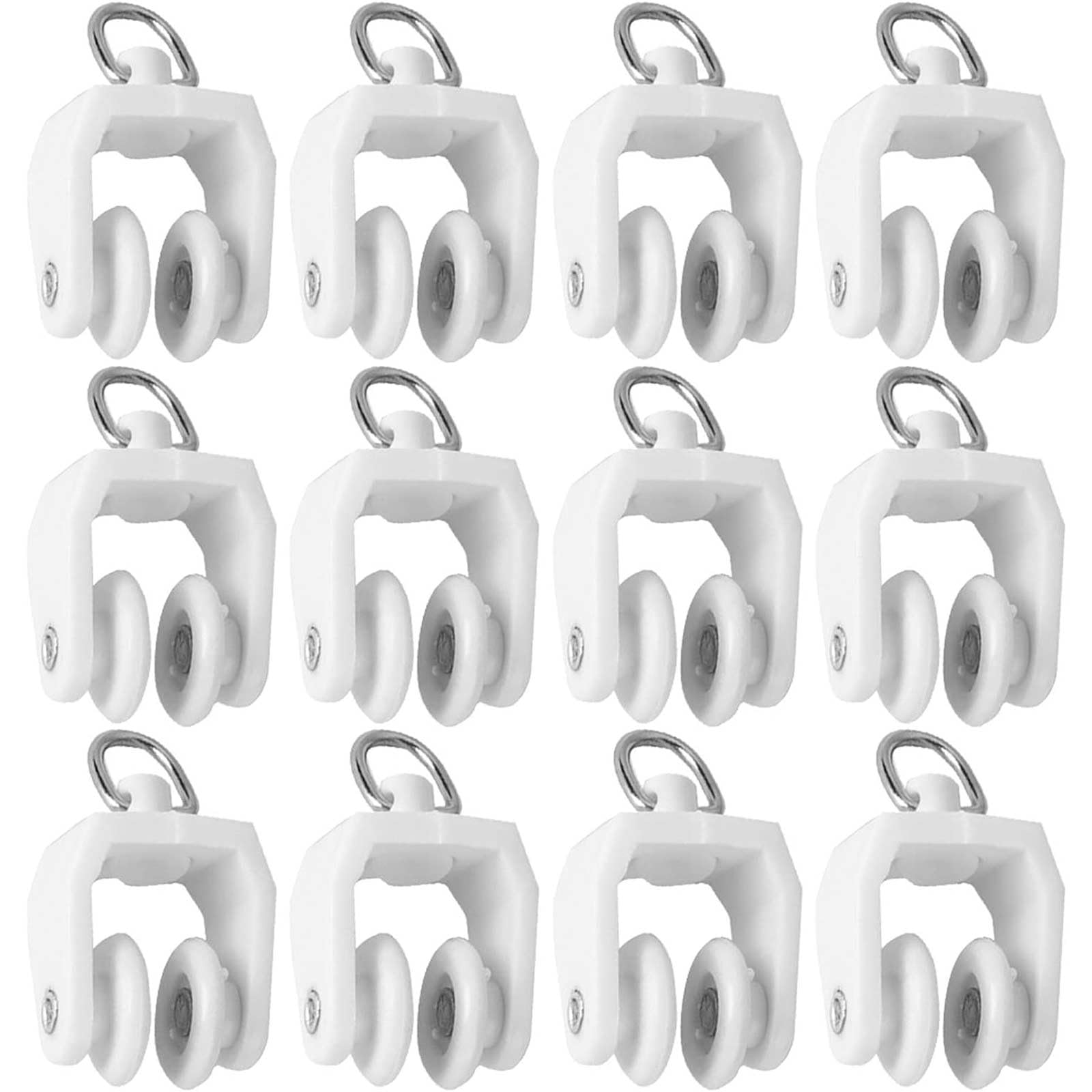 50pcs Twin Wheeled Curtain Rollers - Silent Curtain Rail Pulley For Ceiling Track(white)