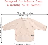 PewinGo Weaning Bib with Long Sleeves Pink Waterproof Pocket Coverall view 2