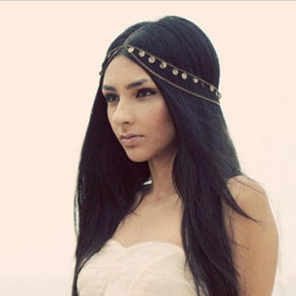 A&C Bohemia Alloy 2 Tier Coin Headpiece, Headchain for Women, Fashion Headband for Girls.