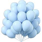 PartyWoo Baby Blue Balloons 101pcs 12 Inch Light Pastel Sky Aqua Blue Balloons for Graduation Baby Shower Gender Reveal Weddings Easter Birthday Bachelorette Anniversary Party Decorations Blue-Q13