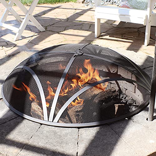 Sunnydaze Reinforced Steel Mesh Fire Pit Spark Screen Round Fire Pit
