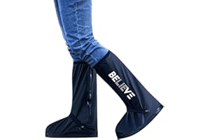 RINJOY Waterproof Rain Shoe Covers Reusable Anti-Slip and Reflector Portable Motorcycle Rain Boots for Men Women