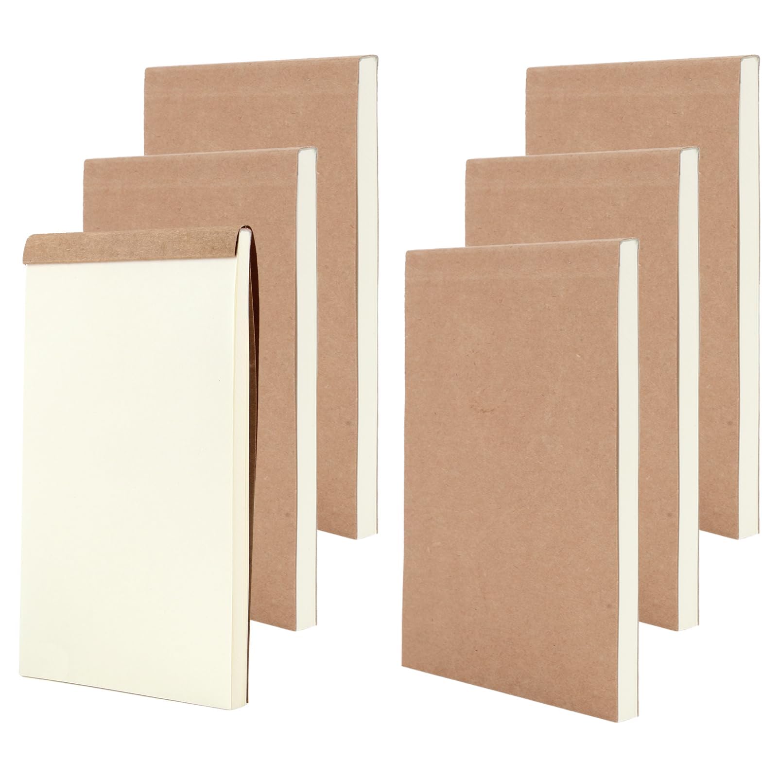 Blank Notepads, 6 Pack A7 Small Pocket Notebook Refills Kraft Cover Sketchbook Mini Flipbooks Sketchpad Drawing Memo Pads Multipack for Taking Notes and Reminders Organization Planning 300 Sheets