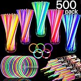 TURNMEON 500 Glow Sticks Bulk Party Favors,Glow In the Dark Party Supplies Glow Necklaces Bracelets Glowsticks Light Up Toys Party Pack for Neon Festival Birthday