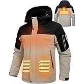 BANTREK Men's Heated Jacket Winter Waterproof Ski Jacket Insulated Windproof Outdoor Heated Coat Mountain Windbreaker