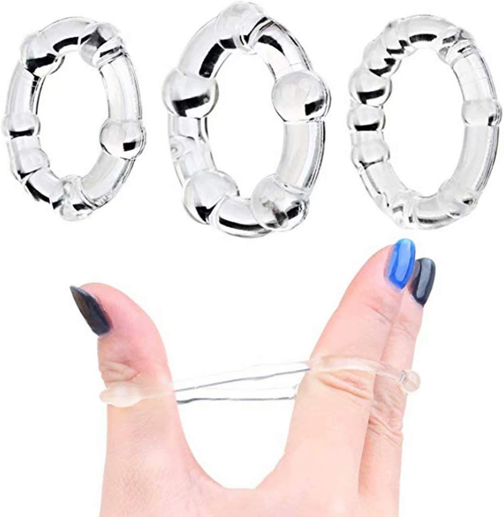 3Pcs Ring Set PennnisRings for Men,Delay Lock Sleeve A22