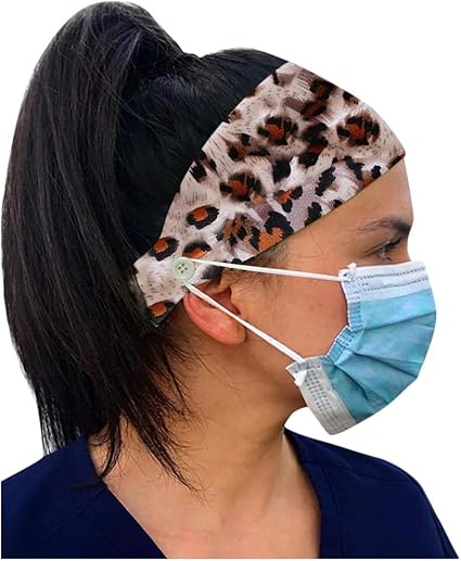 Smony Stirnband Leopard Drucken Knopf Stirnband Haarband Mit Knopfen Maskenhalter Schutzen Sie Ihre Ohren Mit Stirnband Weich Stretch Sport Haarband D Amazon De Bekleidung