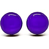 Stud Earrings Set, Purple Passion, 10 mm, Round Studs for Women Girls Men, Handmade, Stainless Steel Posts for Sensitive Ears, Color Dot Earrings by Candi Cove Designs