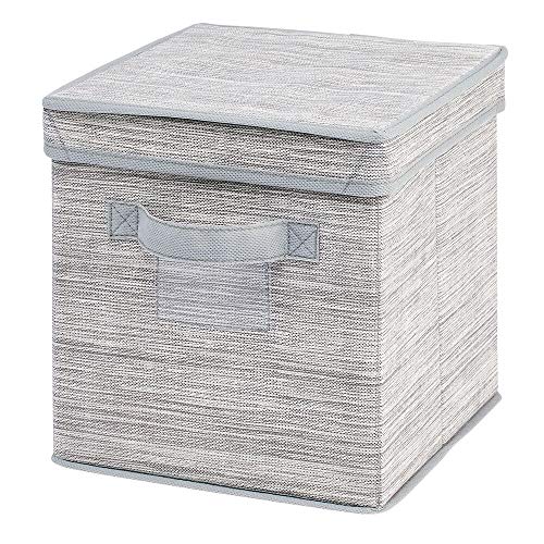 mDesign Fabric Stripe Storage Cube with Lid for Cube Storage Units in