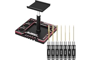 AIYIHOBBY Multifunctional 1/18 1/24 RC Car Stand RC Work Stand RC Repair Stand with RC Screwdrivers RC Tool Kit for Traxxas TRX4M Axial SCX24 AX24 FMS FCX24 RC Crawler (Black Red)