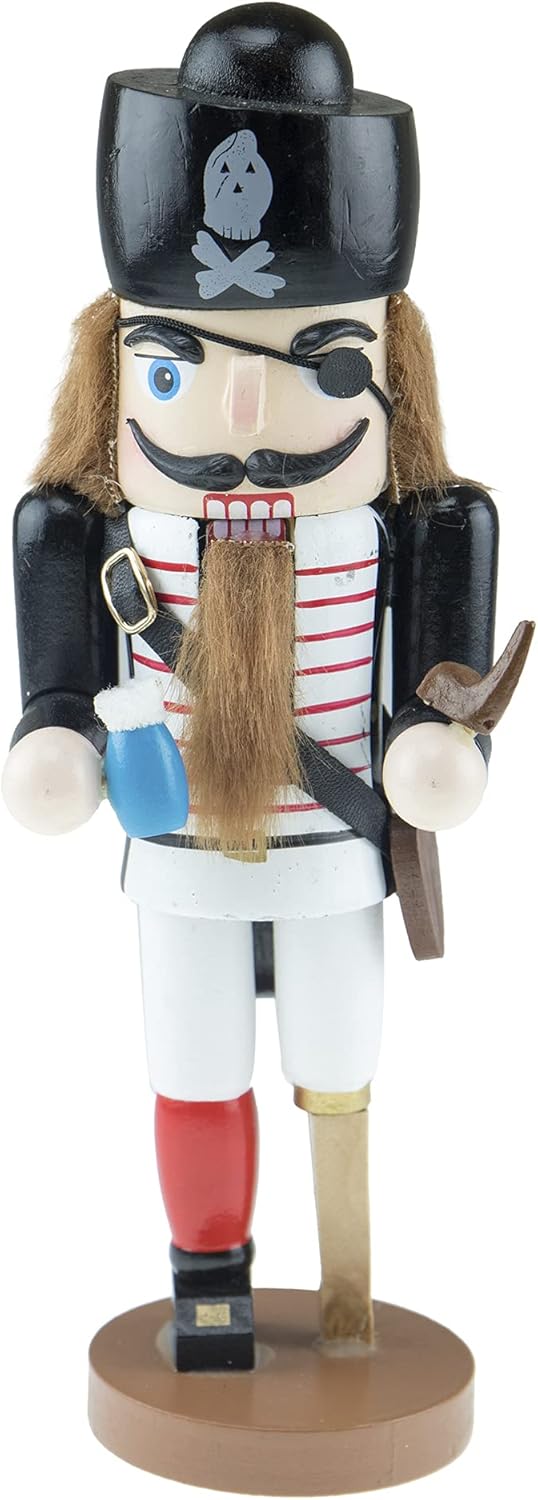 Nutcrackers - Clever Creations Pirate 10 Inch Traditional Wooden Nutcracker, Festive Christmas Décor for Shelves and Tables