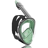 QingSong Full Face Snorkel Mask for Adults, Snorkeling Gear with Camera Mount, 180 Degree Panoramic View Snorkel Set Anti-Fog Anti-Leak