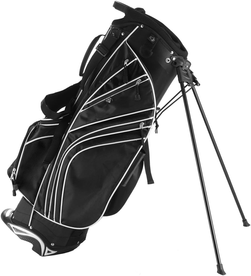 Tangkula Golf Stand Bag w/6 Way Divider Carry Organizer Pockets Storage Golf Travel Bag(Black) : Sports & Outdoors