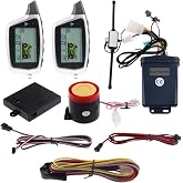 EASYGUARD EM212 2 Way Motorcycle Alarm System with LCD Pager Display Rechargeable Transmitter Built in Shock Sensor &amp; Microwave Sensor Detecting DC12V