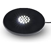 ASENTE 19 LED White Light Stand Base - Circular Illuminated Display Pedestal for 3D Crystal Glass Art - LED Light Base &amp; Crystal Display Stand, AC/USB Plug Operated Lighted Acrylic, Crystal Base Black