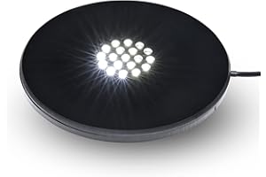 ASENTE 19 LED White Light Stand Base - Circular Illuminated Display Pedestal for 3D Crystal Glass Art - LED Light Base & Crystal Display Stand, AC/USB Plug Operated Lighted Acrylic, Crystal Base Black
