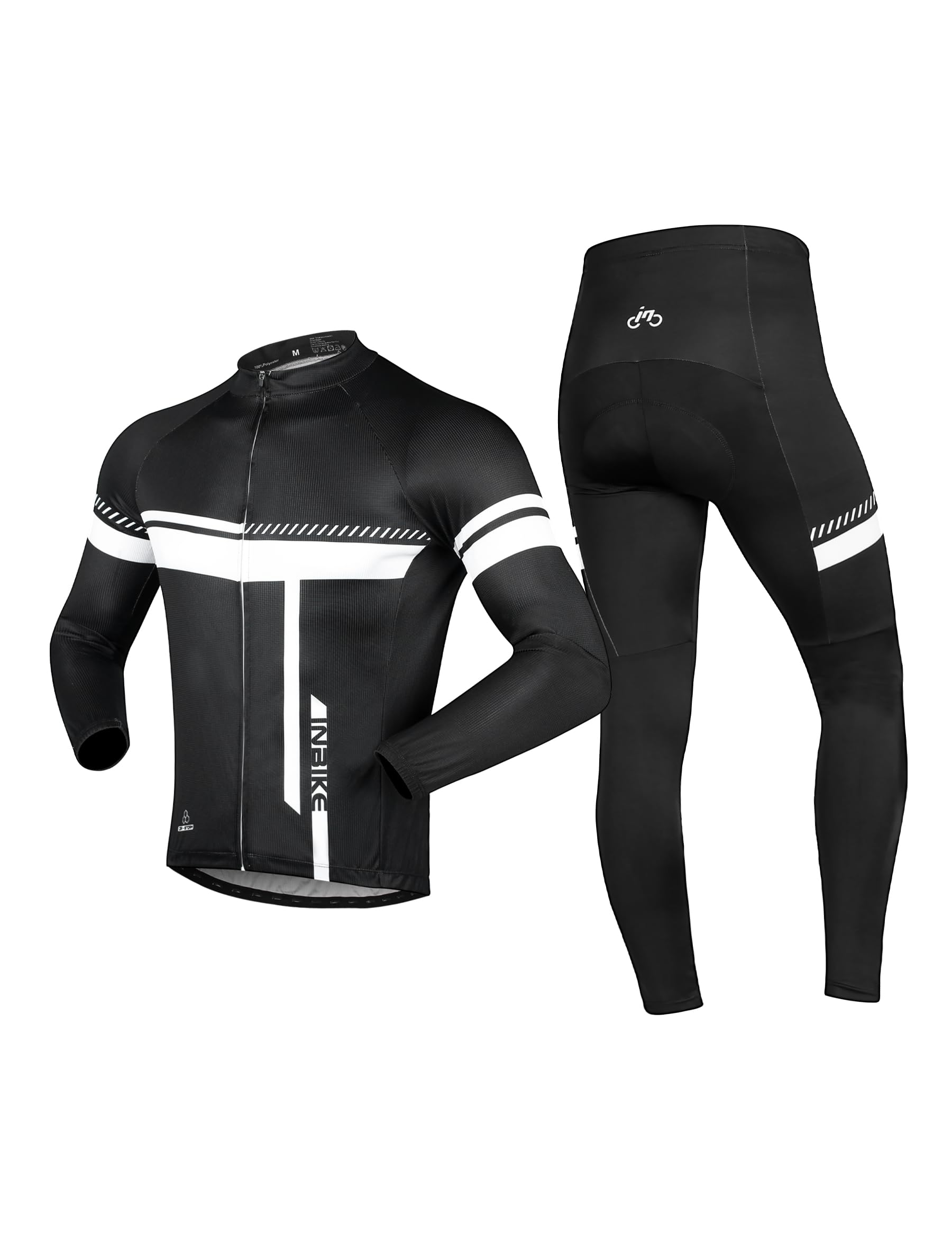 INBIKE Cycling Jerseys for Men Cycle Long Bib Tights Pants Mens Winter Thermal Bike Mountain Warm Team Mtb Biking Gel Padded Suits (2XL)