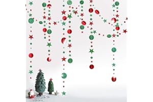 Decor365 Glitter Christmas Party Decorations Hanging Christmas Decoration Ugly Sweater Red Green Garlands Xmas Tree Star Streamer Photobooth Backdrop Office Classroom Birthday Party Decor