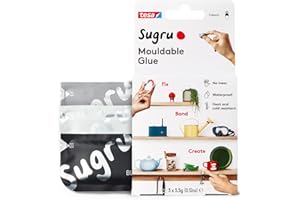 Tesa Sugru Super Glue - Waterproof Wood Glue for Home Improvement & Crafts - Use as a Poster Putty or Silicone Adhesive for Repairing & Bonding - 3 Pack - Black, White + Grey (3.5g/ea)